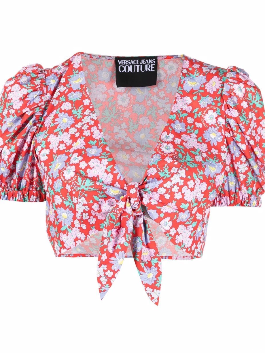 Cheap Jeans top floral-print Women Versace crop Couture 0813